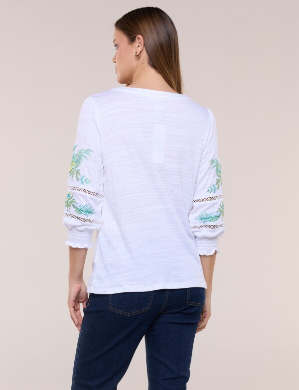 Blusa Con Textura & Bordados BLANCO/MULTI
