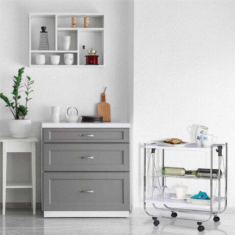 Carrito Plegable 3Niveles 40X63X70Cm Blanco Y Metal
