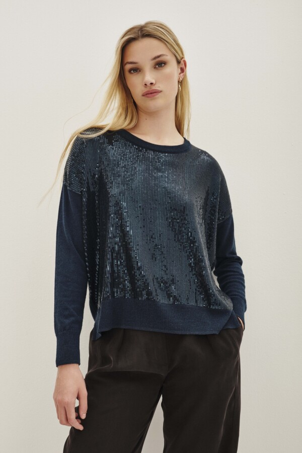 Sweater Sequins Petroleo