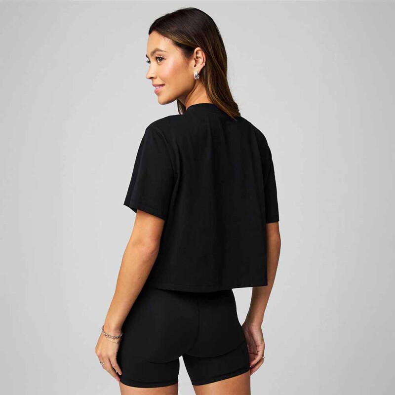 Polo Cotton Boxy Tee Mujer Black