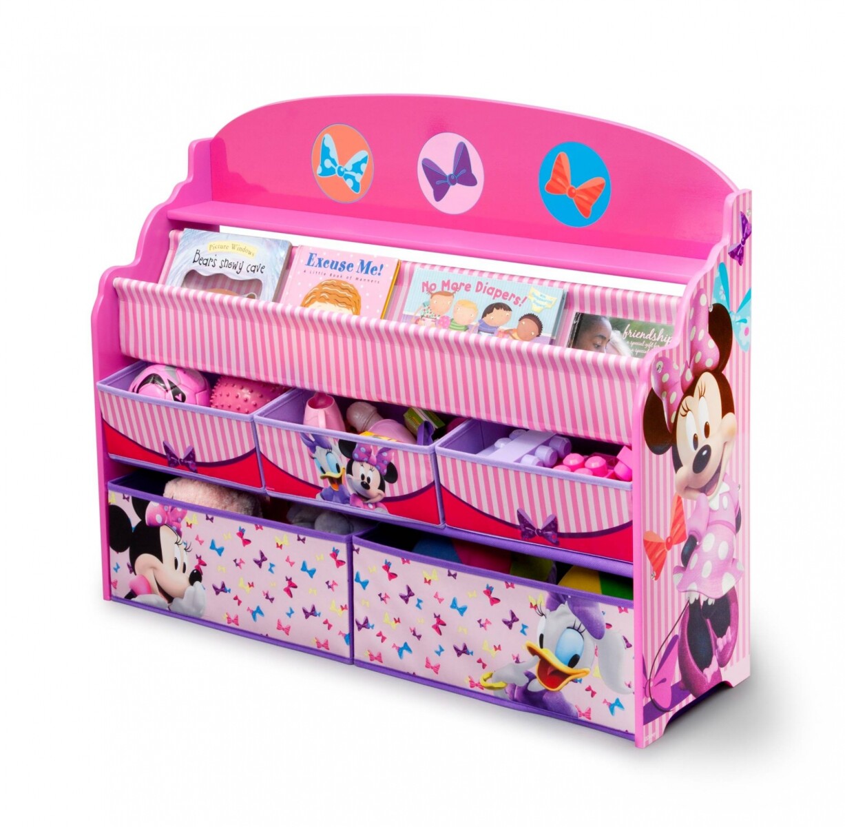 Organizador de libros y juguetes Deluxe Minnie Mouse Disney 5 contenedores 