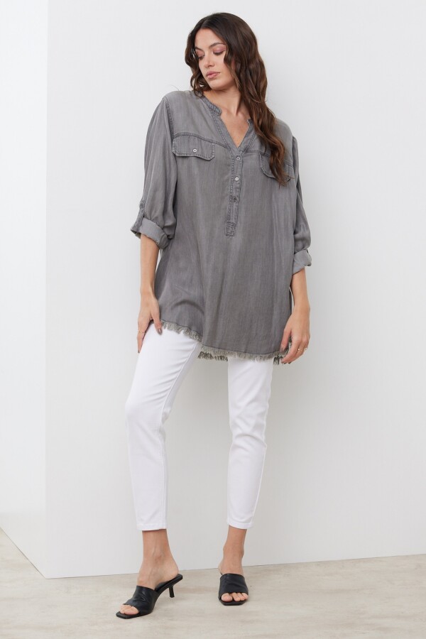 Blusa Oversize Tencel GRIS