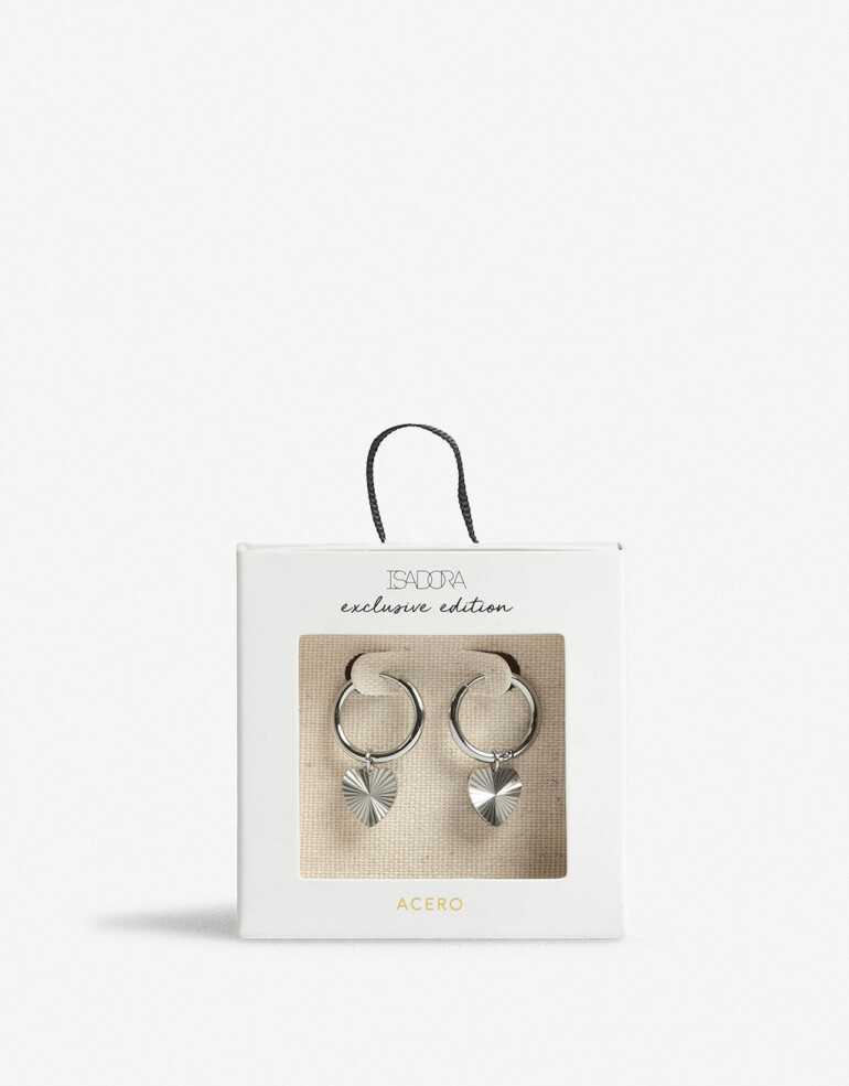Aros Argollas Metal Aros Argolla Acero Corazón - Plateado