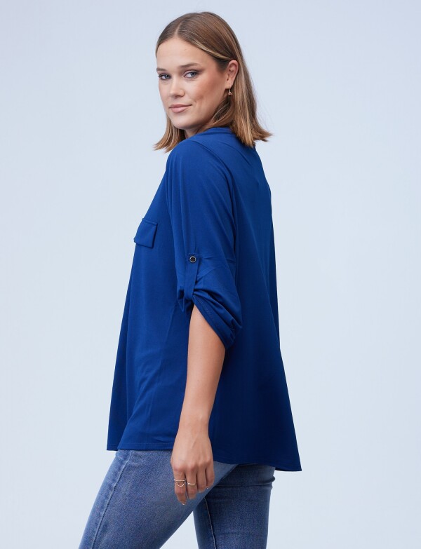 Blusa Oversize Zip AZUL