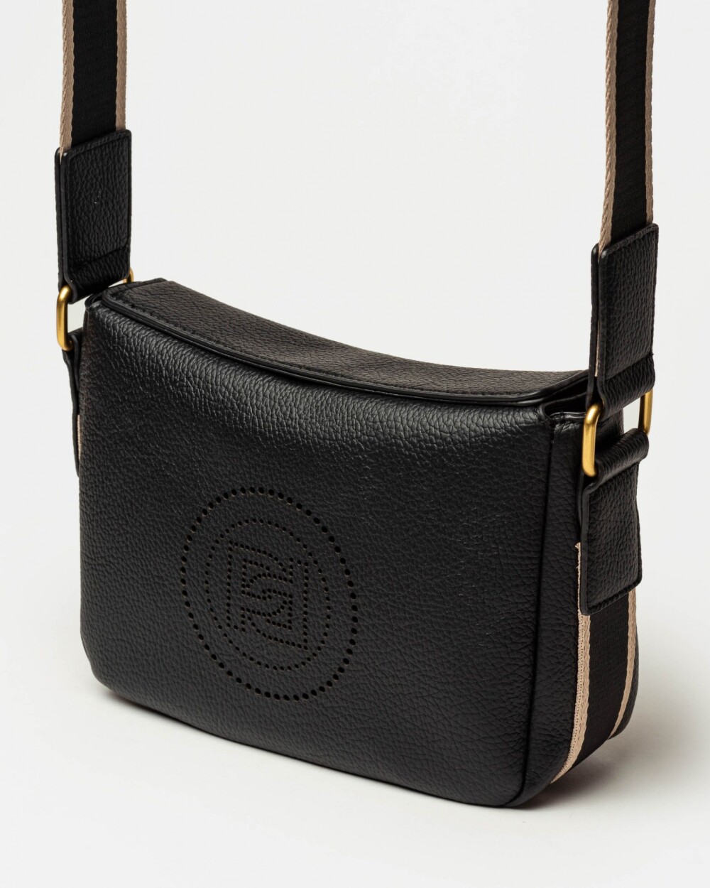 Bandolera Key en efecto cuero graneado Negro