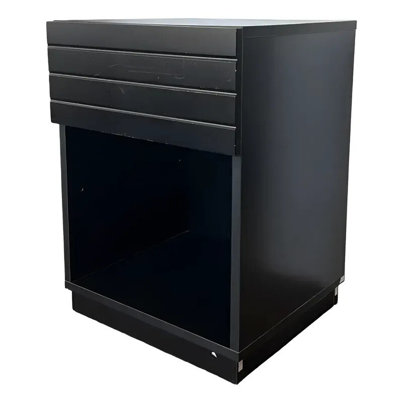 Mesa de luz negra con 1 cajón - MERCADERIA CON DETALLES Mesa de luz negra con 1 cajón - MERCADERIA CON DETALLES