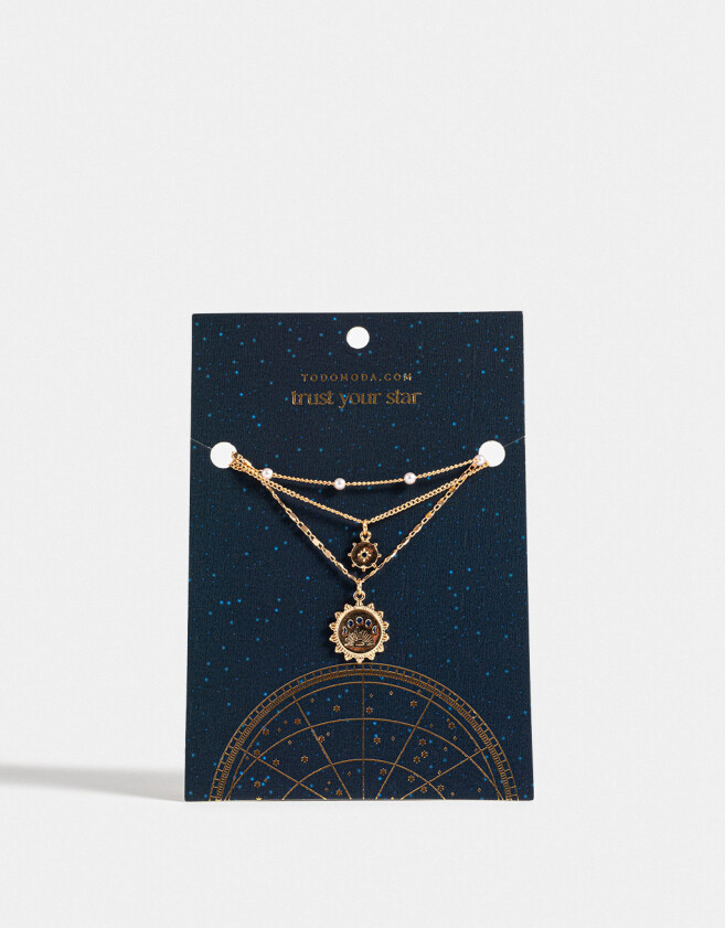 Collares Cortos Capsula Especial Collar Con Dije Del Eclipe Lunar "trust Your Star" - Dorado