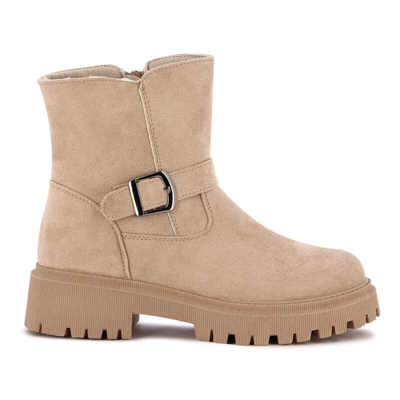 Botas Mujer Darkness Con Hebilla Beige