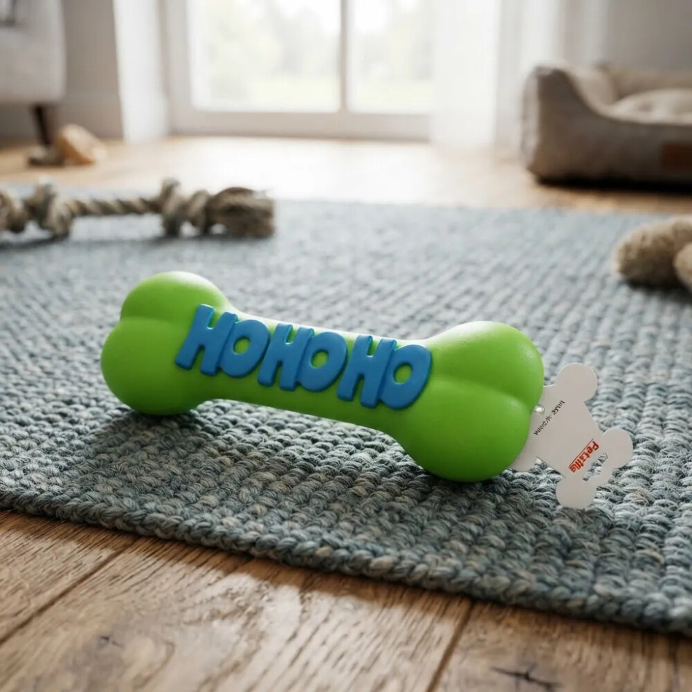 Hueso De Juguete Para Perros 23 X 8 Cm Con Chifle VERDE
