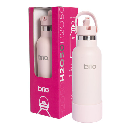 Botella En Acero Inoxidable brio 500ml Con Sorbito Y Manija Rosa