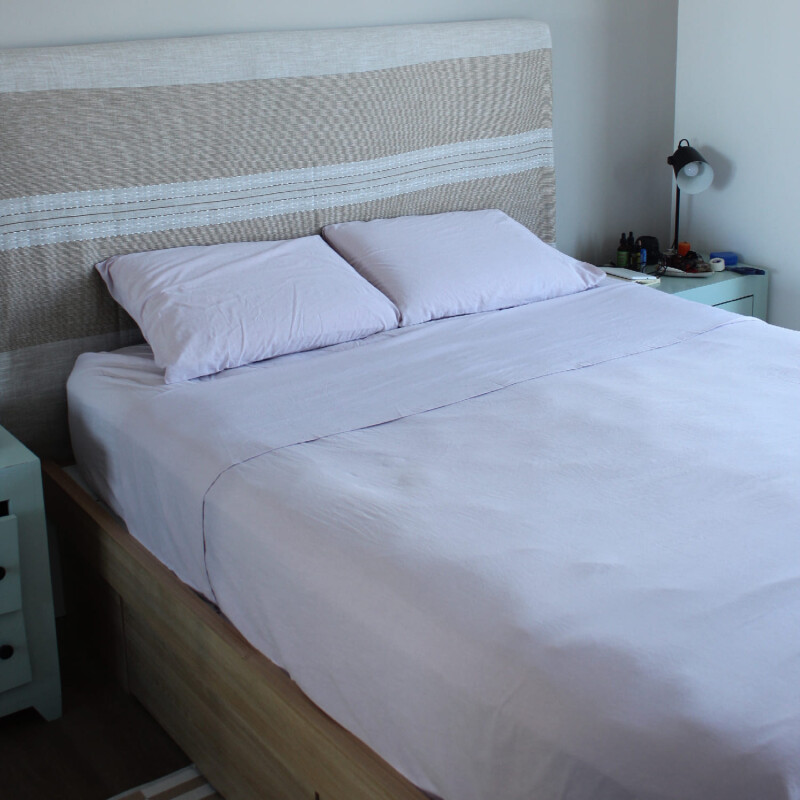 Juego de sábanas algodón queen lila