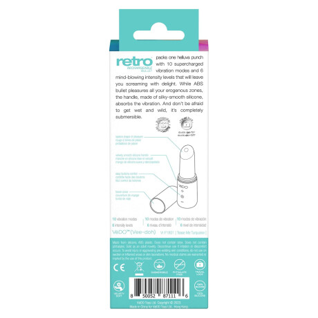 Bala Vibradora Lipstick Vedo Retro Recargable Turquesa