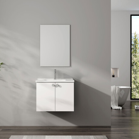 MUEBLE BAÑO EN MDF 61x40x45 BLANCO INCL. BACHA Y ESPEJO BLANCO