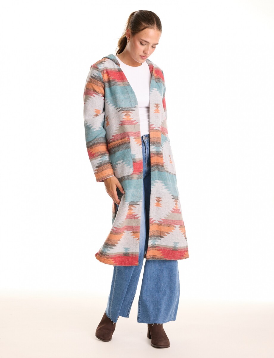 Cardigan Con Capucha - Multi/petroleo 