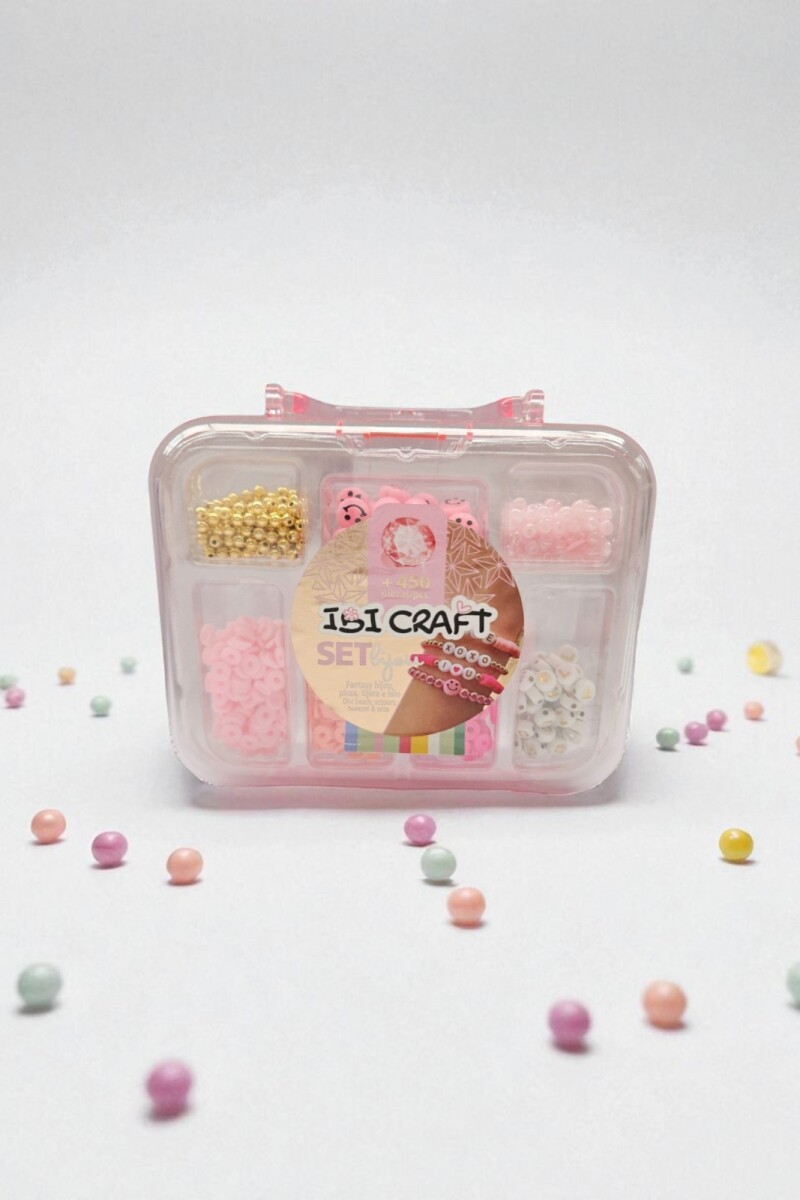 Set p/confección de bijouterie ibi craft - 450 piezas - maletín rosado 