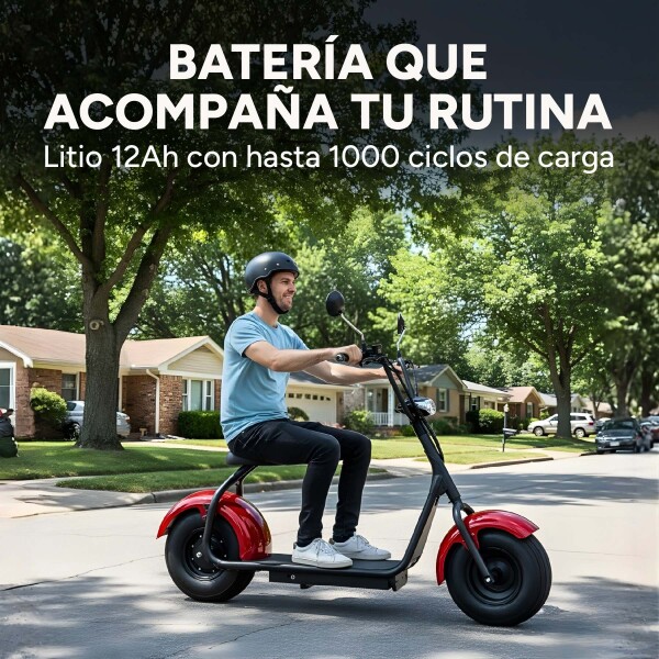 Moto Electrica Gogreen Naked 1500W 12Ah 20Km Autonom. 40Km/h Variante Color Rojo