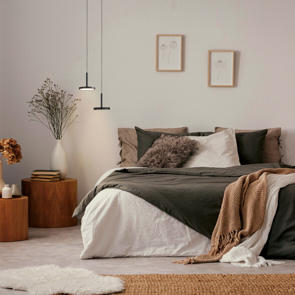 Colgante LED negro 7,5W cálido CORVUS Ø120mm BA0200