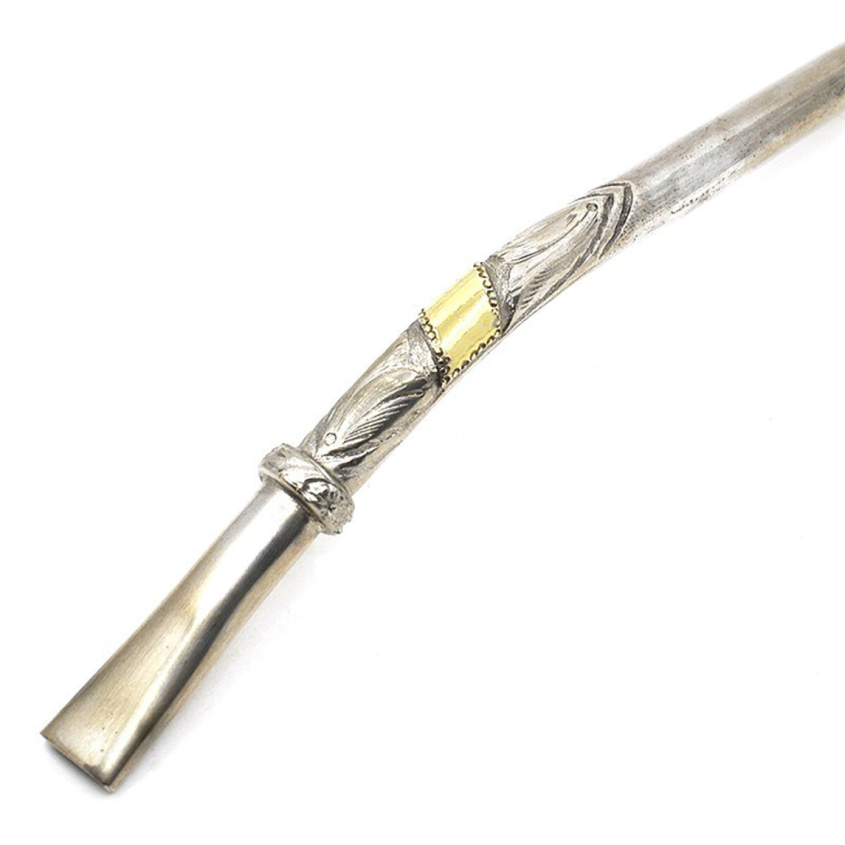 Bombilla plata y oro fina cincelada 