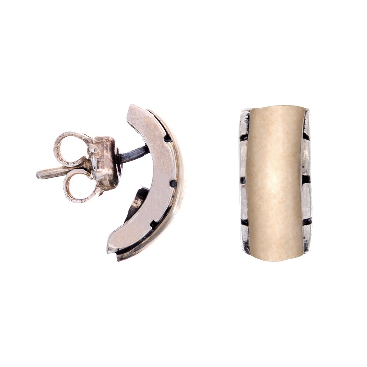 Par de caravanas de plata 925 y double en oro 18 ktes. 