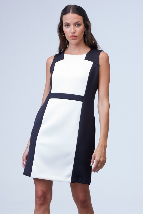 Vestido Colorblock NEGRO/BLANCO