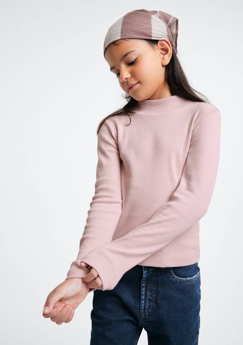 POLERA INFANTIL EN TELA ACANALADA - ROSADO 