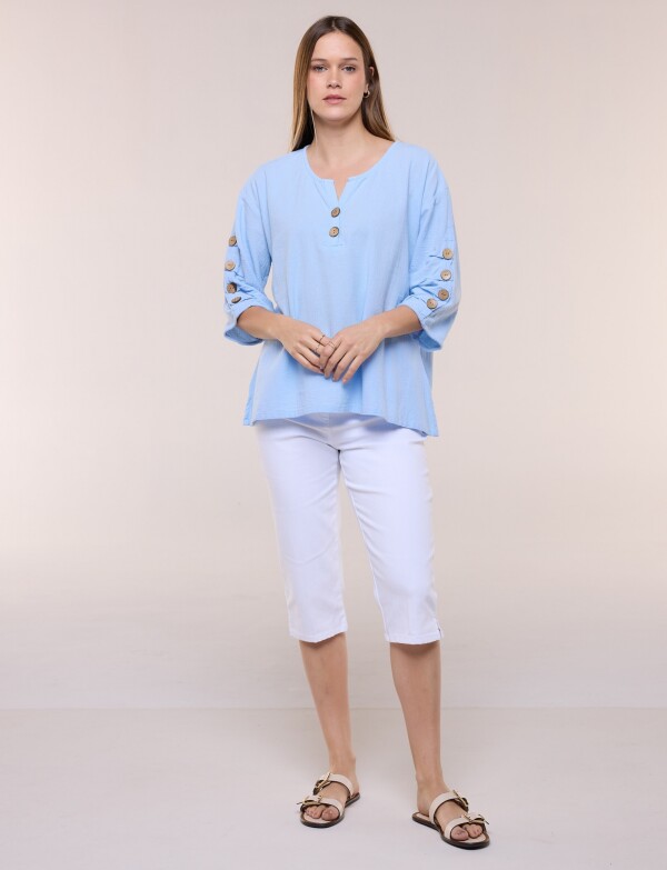Blusa Algodón Botones CELESTE