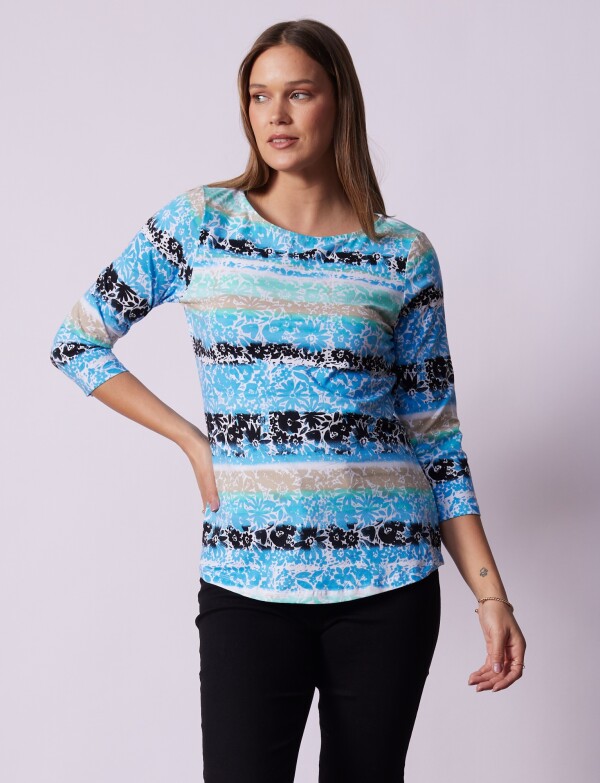Remera Algodon Print AZUL/MULTI