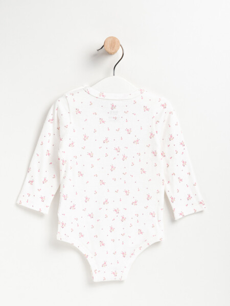 Body manga larga Floreado Blanco