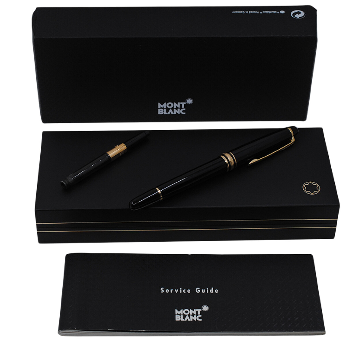 Pluma estilográfica Montblanc Meisterstuck usada con caja y papeles 