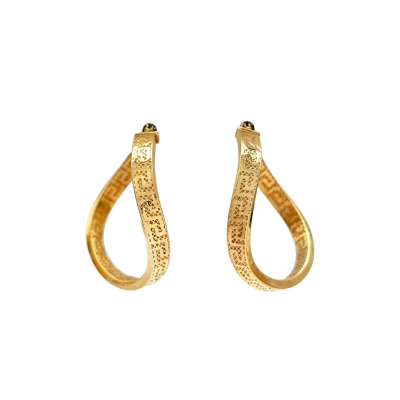 Caravanas aros de oro torneados Greco- Oro bajo - Sin piedra- CA8045 sinpiedra