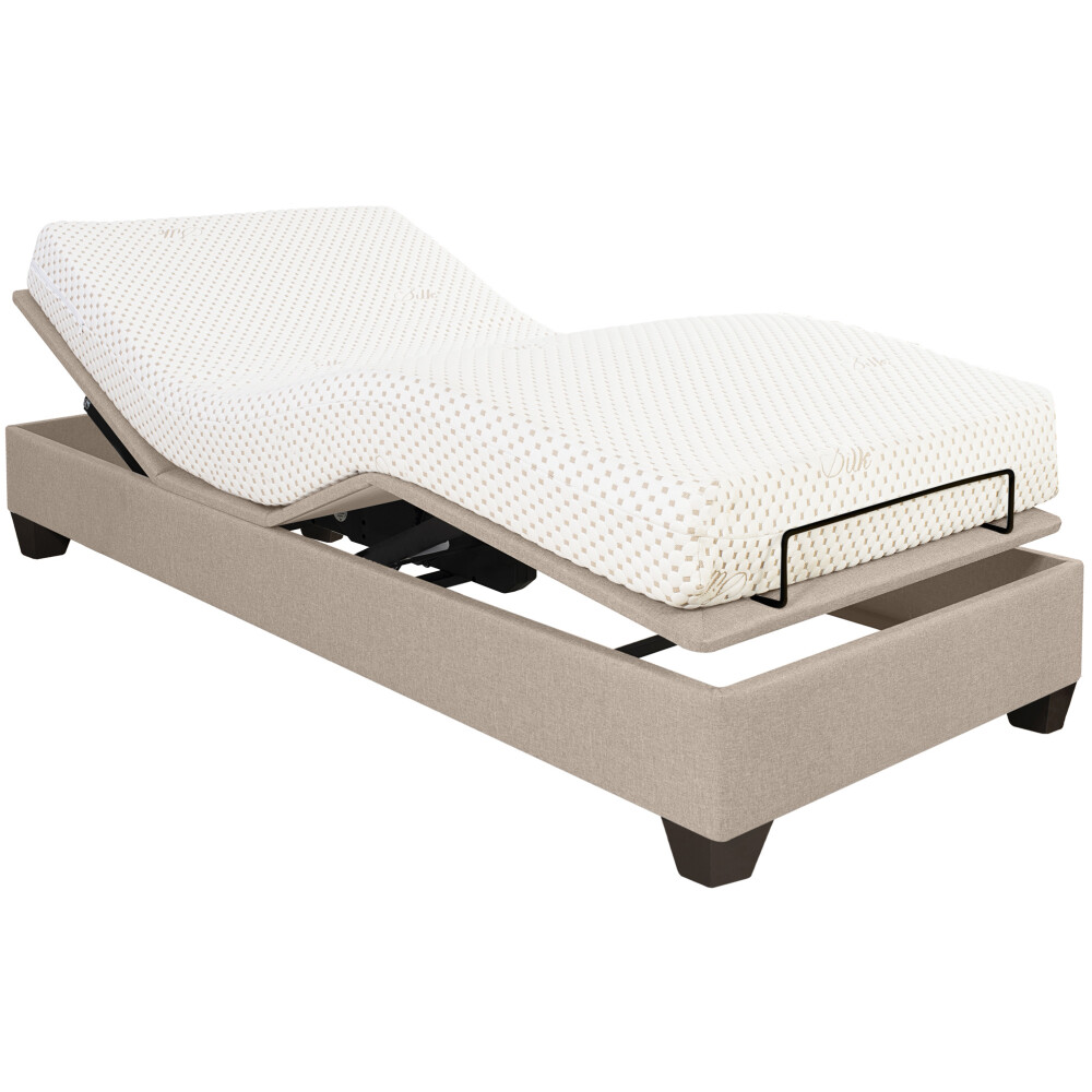 CAMA ARTICULADA 1 1/2 PLAZA MDF-Y-TELA NATURAL-BEIGE AJUSTABLE VENEZA