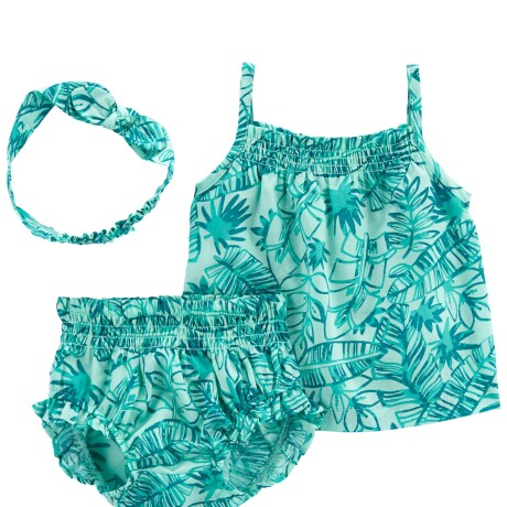 Set Carters 3 Piezas Short Musculosa y Vincha de Algodón TURQUESA