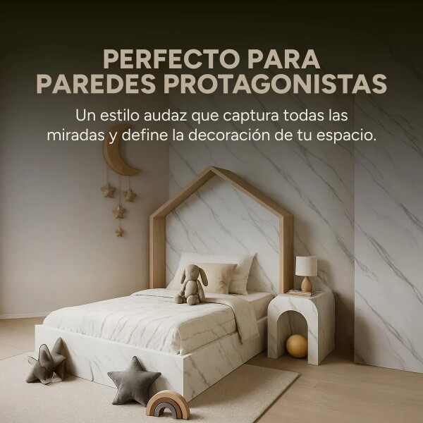 Placa PVC Símil Mármol 3mm Con Detalle Área Útil 2,20×1,22m Blanco Veteado