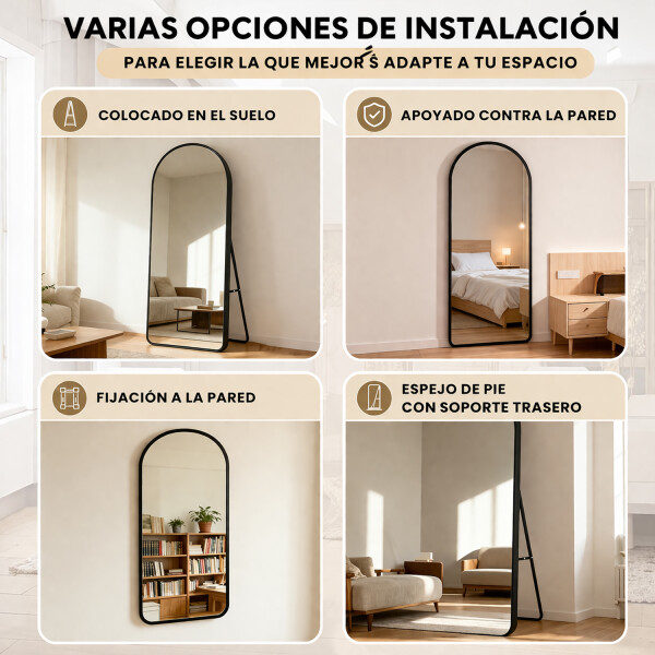 Espejo Arco De Pie Cuerpo Entero Fm04 50 X 150 Cm NEGRO