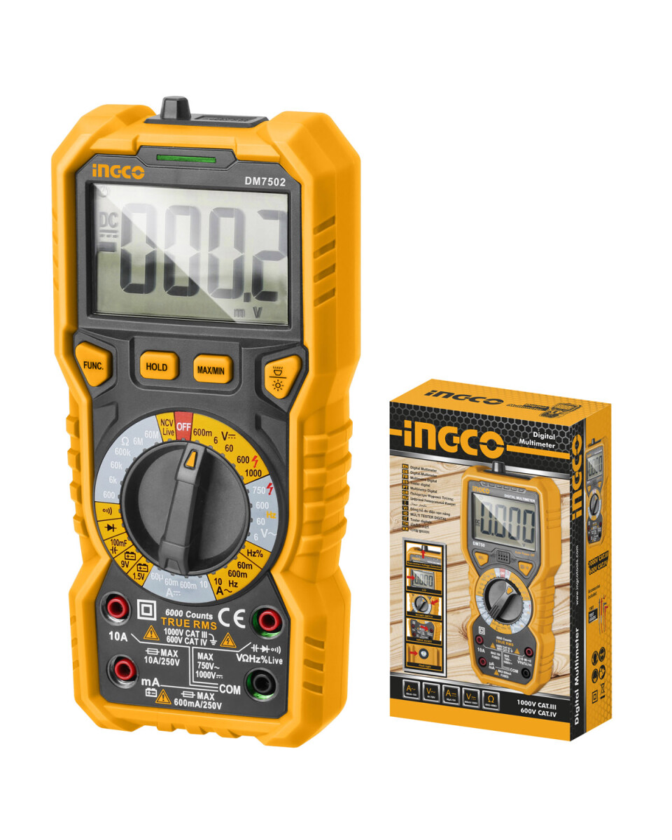 Tester Multimetro Digital Ingco True RMS 1000V 