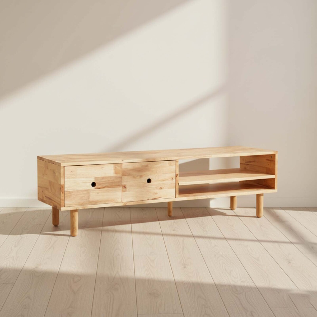 RACK DE LIVING PARA TV - MADERA NATURAL-BEIGE MONTANA NATURAL 