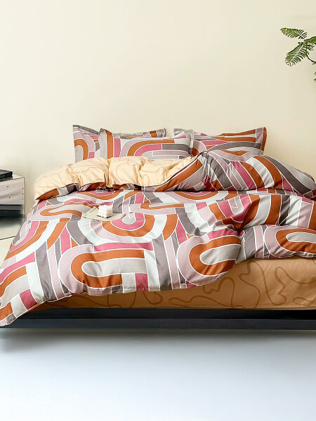 ACOLCHADO GEOMETRIC CON FUNDAS 2 PLAZAS BORDEAUX