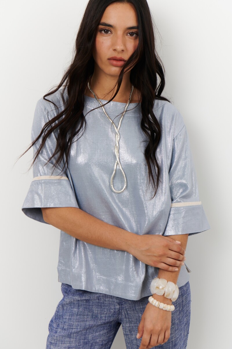 BLUSA LINO GLOW AZUL