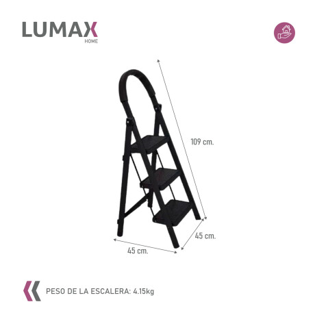 Escalera Tijera 3 Escalones Base Antideslizante Negro