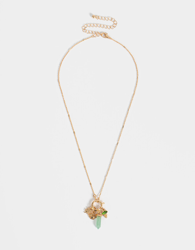 Collares Cortos Con Piedra Natural Collar Corto Dije Piedra Natural - Dorado