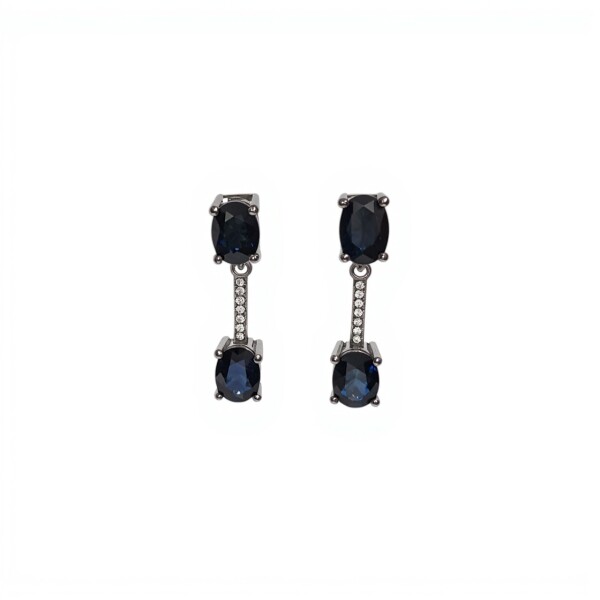 Caravanas Colgante-Plata 925-Piedra Zafiro y zirconia-CA3282 conpiedra