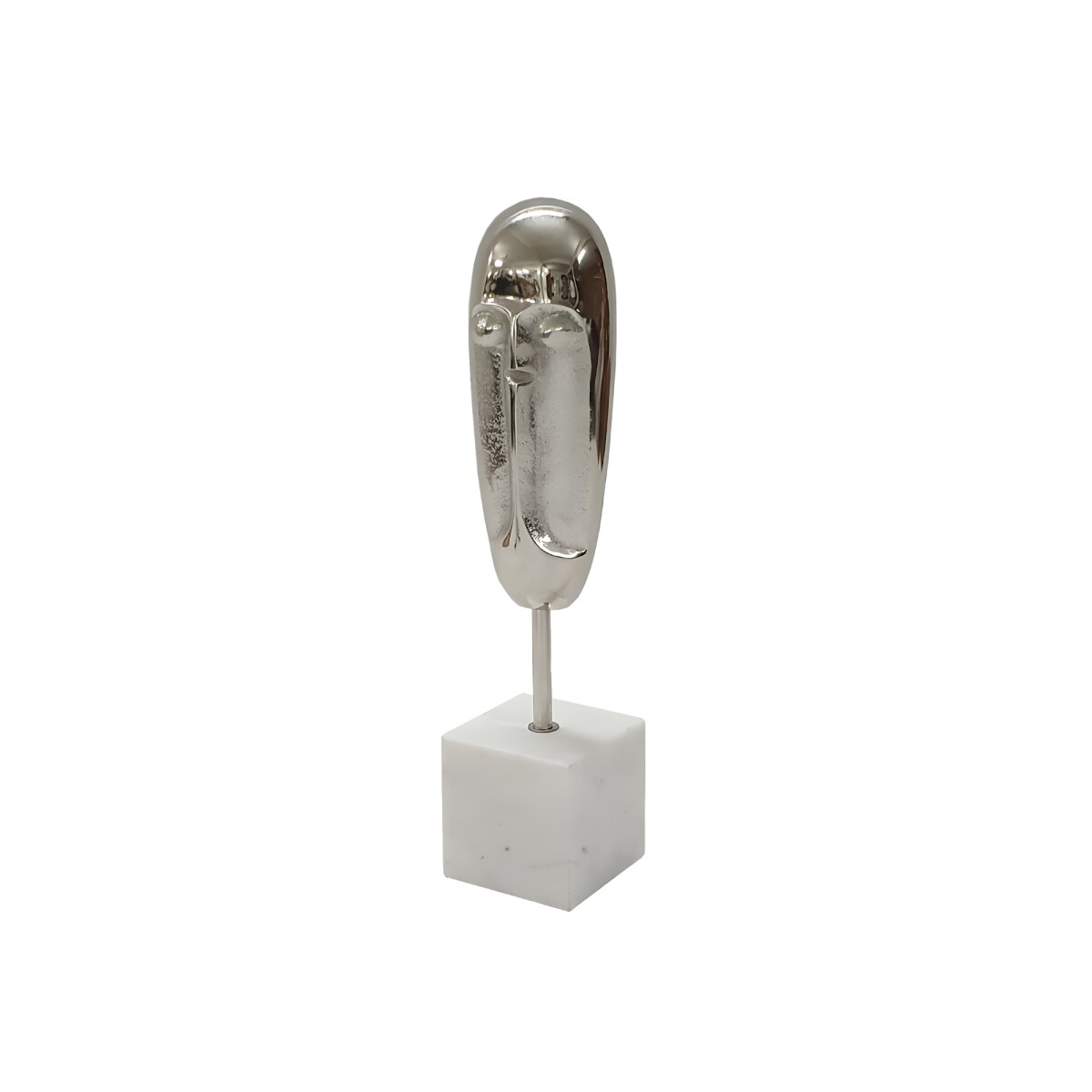 ESCULTURA DE ROSTRO ALUMINIO/MARMOL 7.5x7.5x34CM 