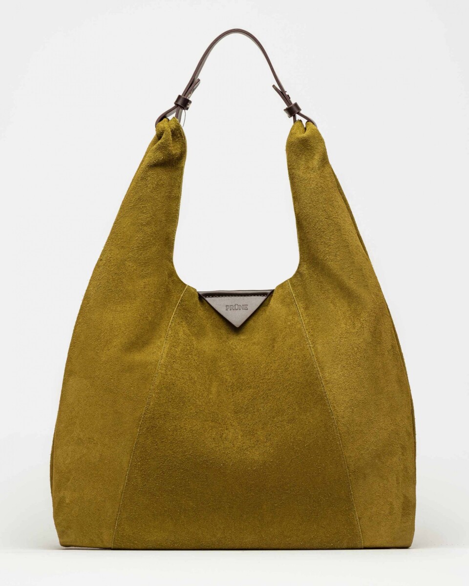 Bolso The Shopping en cuero gamuza - Pistacho 