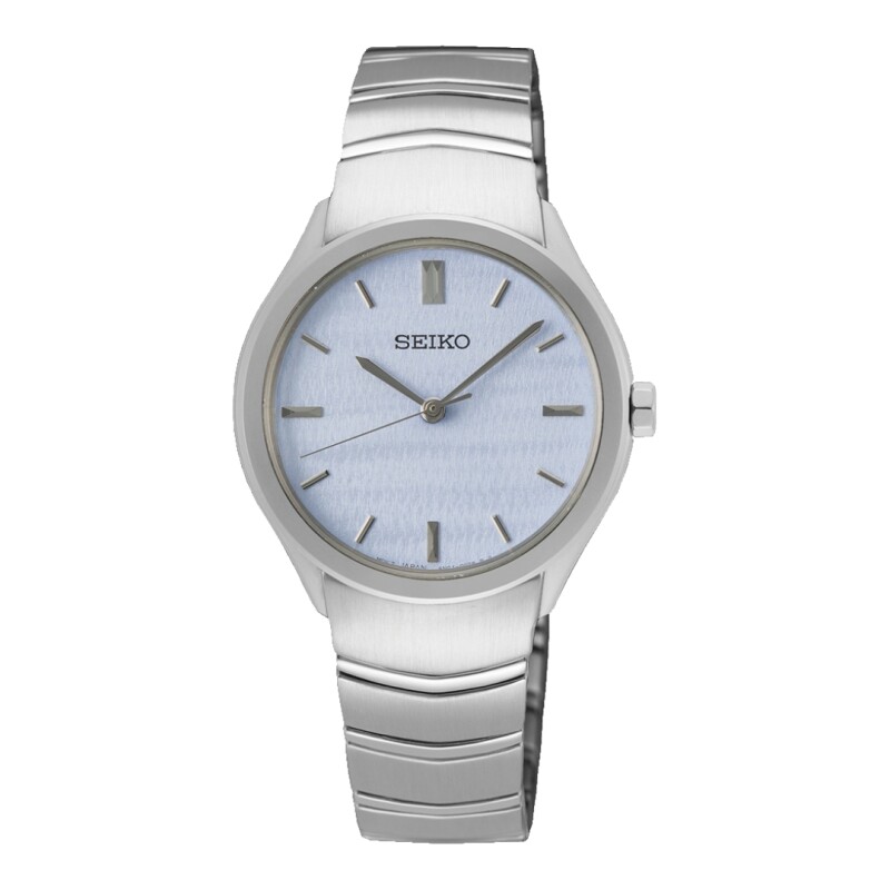 Reloj Seiko SUR549P1 para dama con correa de acero Plateado