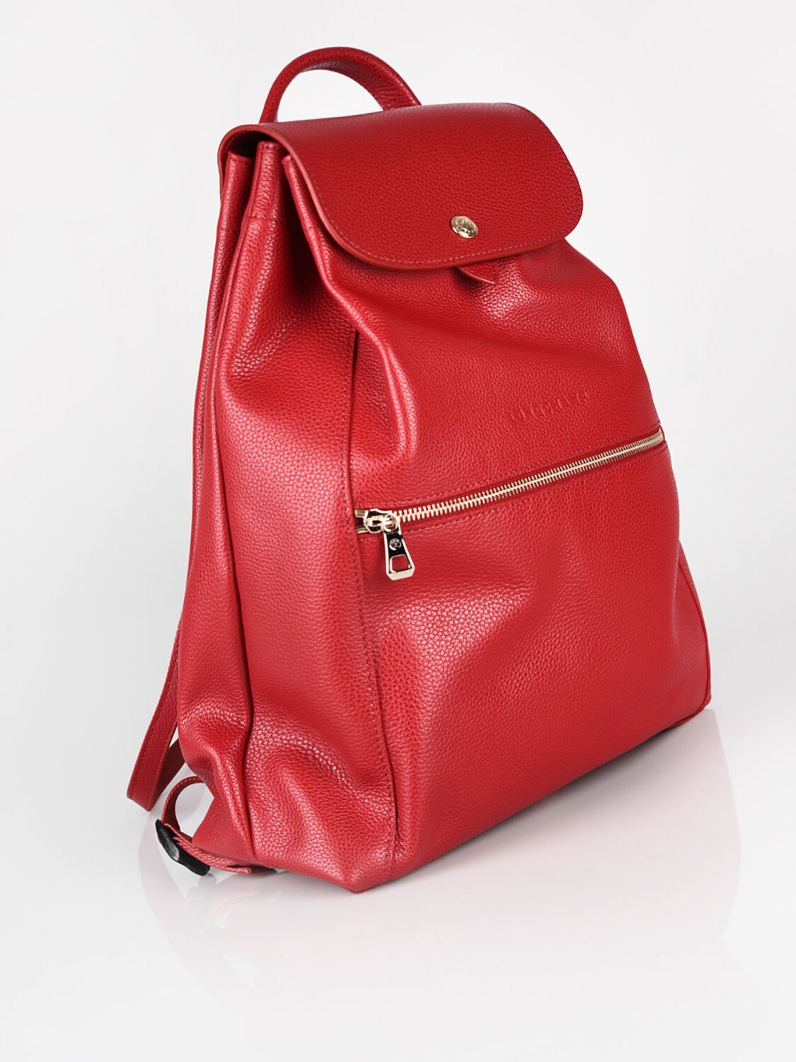 Longchamp -Mochila de cuero con solapa, Le Foulonné Rojo