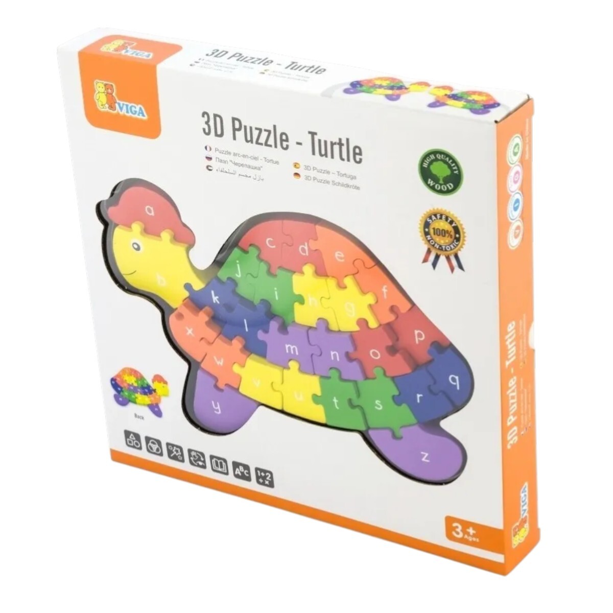 Juguete de Madera Puzzle 3D Tortuga Viga 