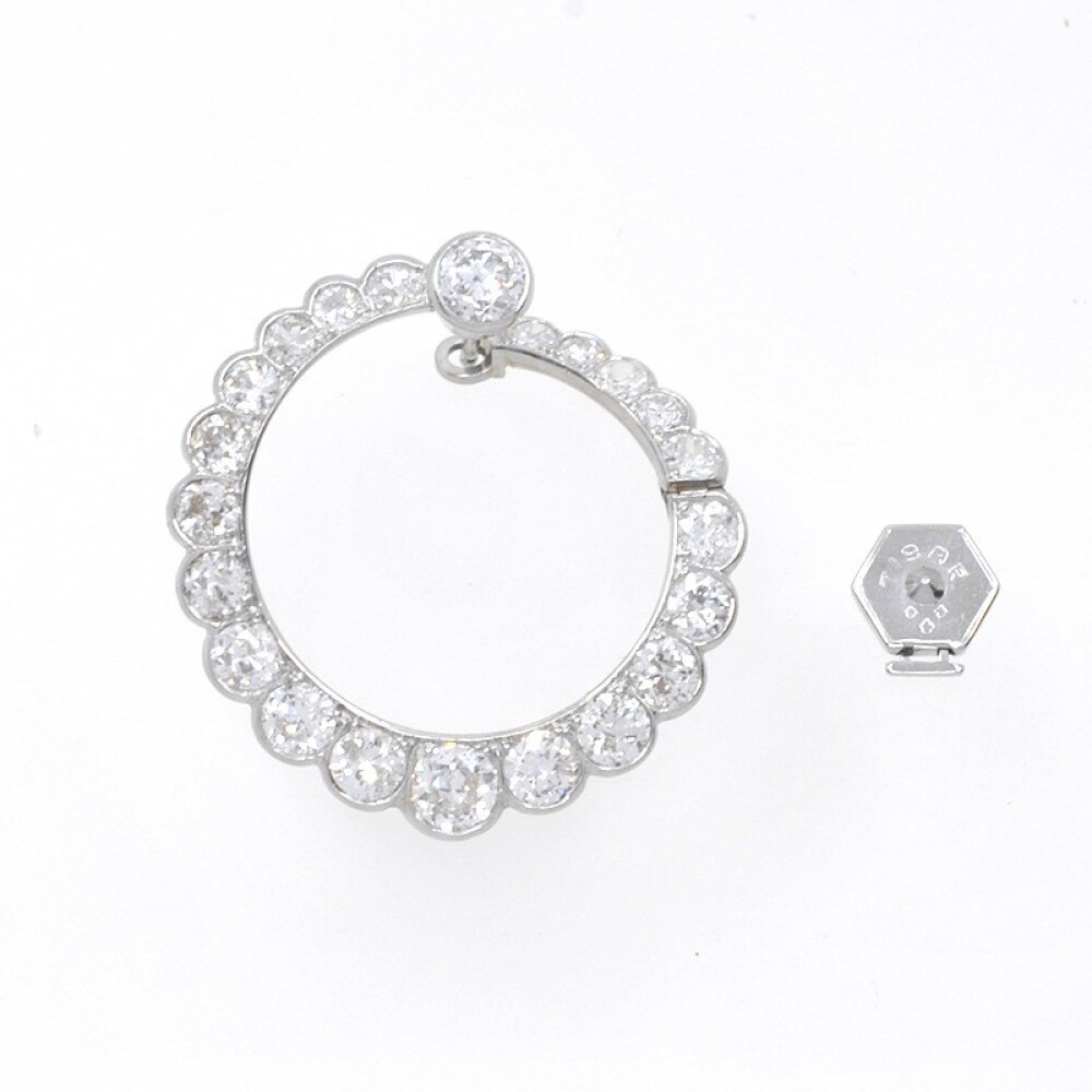 Antiguo Par De Caravanas En Platino Y Diamantes 6 Ct 1930-1950'S Antiguo Par De Caravanas En Platino Y Diamantes 6 Ct 1930-1950'S
