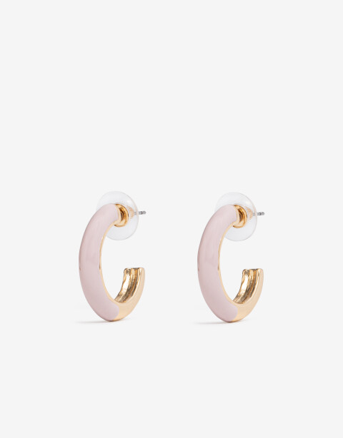 Aros Argollas Color Argollas De Metal Esmaltadas Bañado En Oro - Rosa Claro