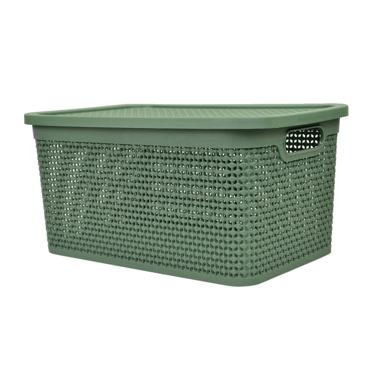 Caja simil ratán 15 lts 39x26x19 cm - VERDE 