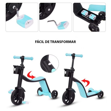 Bicicleta Monopatín Triciclo 3 en 1 Ajustable para Niños Naranja